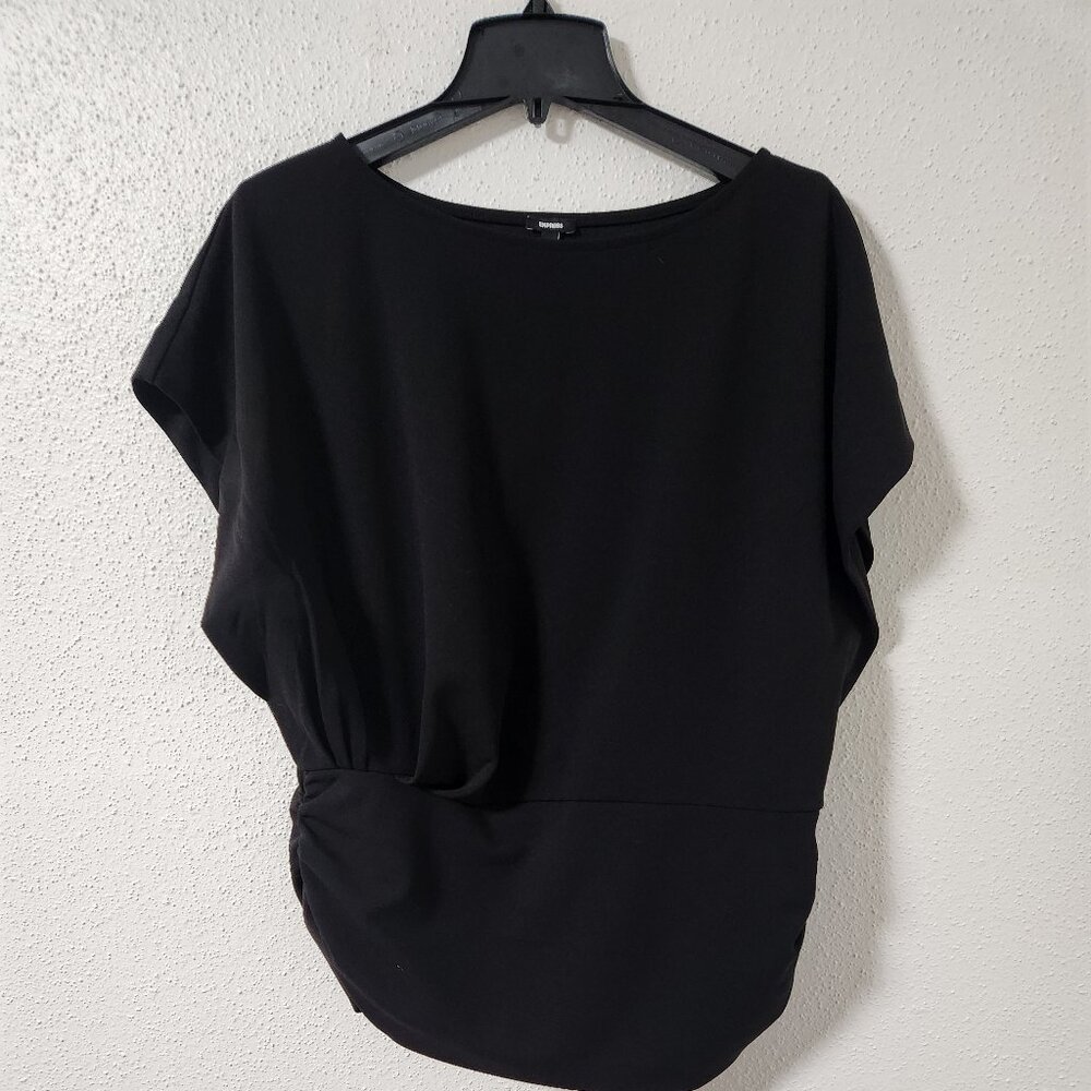 Black Women's Draped Waist Blouse - Unbranded